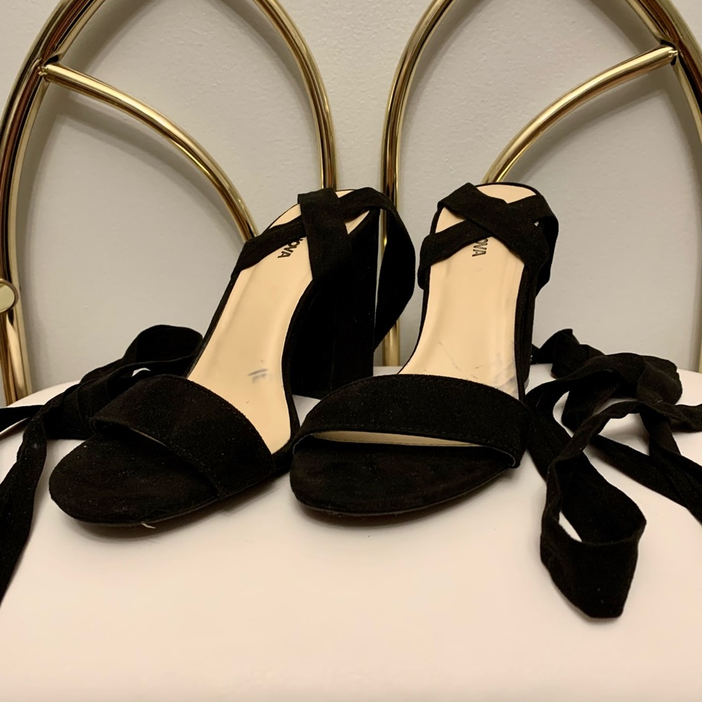 Fashion nova lace up ribbon heels